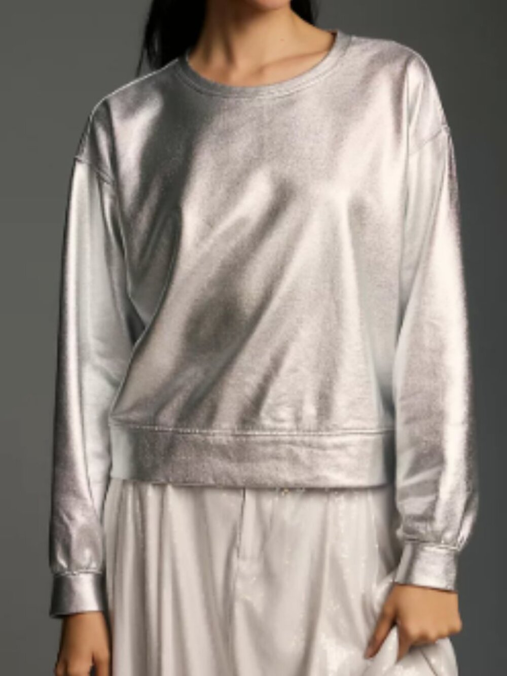 Pilcro Anthropologie Silver Metallic Sweatshirt XS